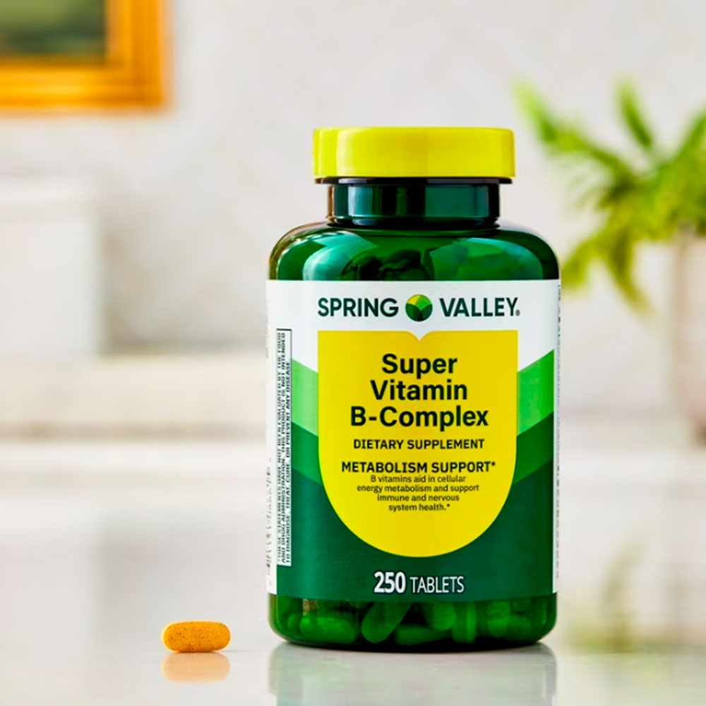 Spring Valley Complejo Súper de Vitamina B, 250 Tabletas de Suplemento Dietético para Apoyo Al Metabolismo