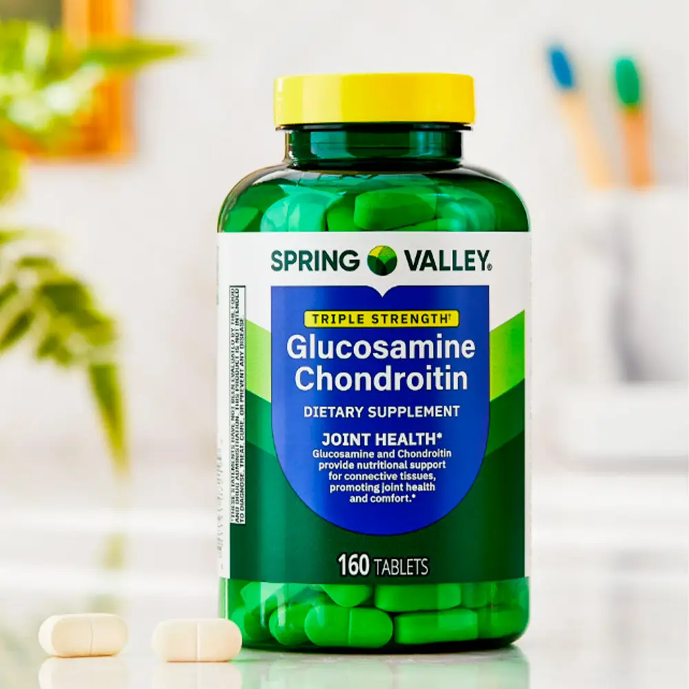 Spring Valley Tabletas de Suplemento Dietético de Salud Articular con Glucosamina y Condroitina de Triple Fuerza, 160 Tabletas