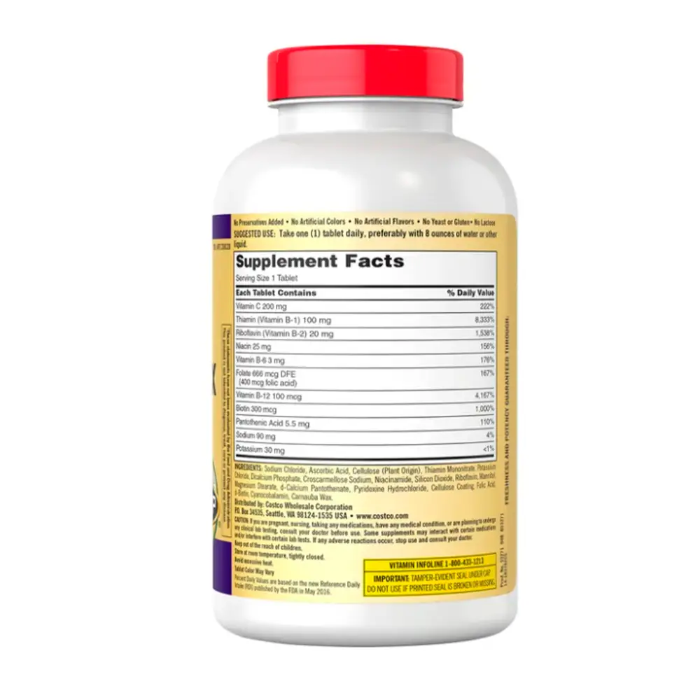 Vitamina Kirkland Signature Super B-Complex con electrolitos, 500 tabletas - Imagen 2