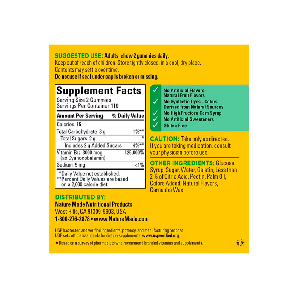 Vitamina B12 Extra Strength Nature Made ,220 Gomitas - Imagen 2