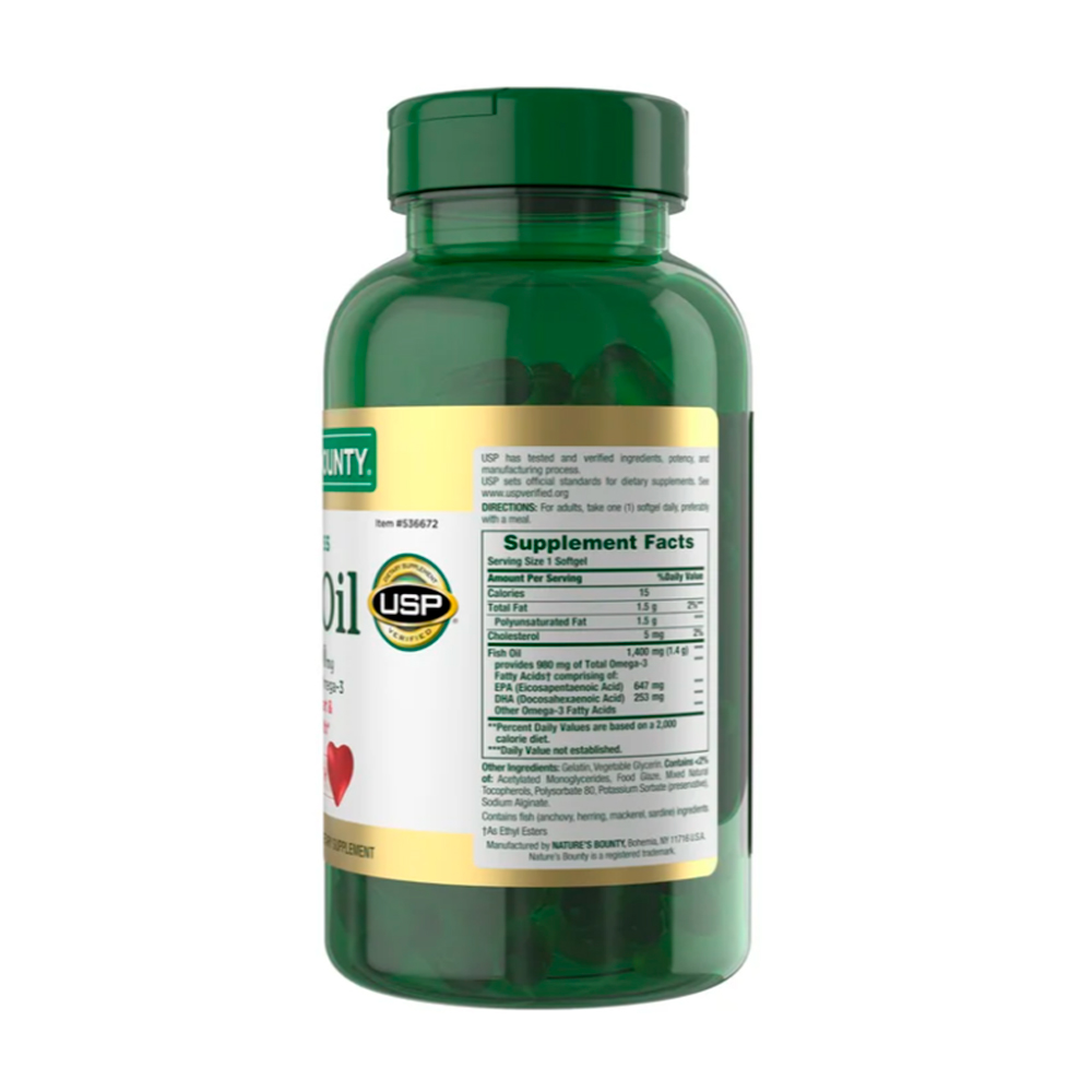 Vitamina Aceite de pescado Nature's Bounty 1400 mg, 130 cápsulas - Imagen 2