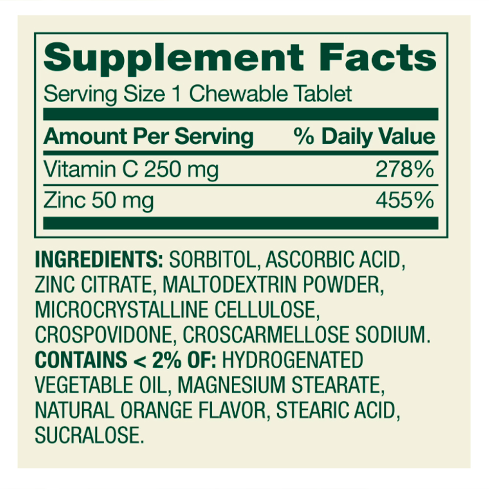 Spring Valley Zinc de Disolución Rápida con Vitamina C, Tabletas Masticables, Naranja, 150 tabletas - Imagen 2