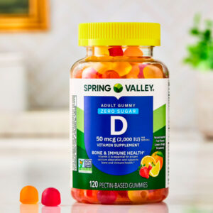 Spring Valley Gomitas de Vitamina D sin Azúcar, 50 mcg (2,000 IU), Suplemento Dietético de 120 Gomitas para la Salud Ósea E Inmunitaria