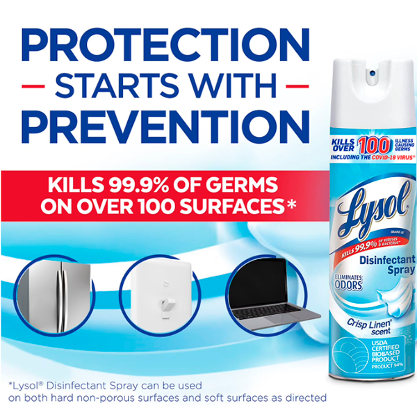 Desinfectante en aerosol Lysol, aroma a lino fresco, 539 ml (19 oz) - Imagen 2