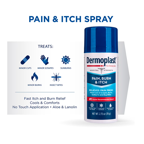 Dermoplast Spray para Aliviar el Dolor por Cortes Menores, Quemaduras y Picaduras de Insectos, 2.75 Oz - Imagen 2