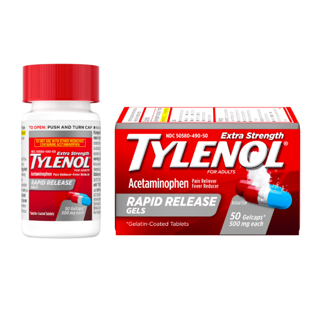 Tylenol Geles Analgésicos Extra Fuertes de Liberación Rápida 500 Mg, Tamaño Económico, 50 tabletas