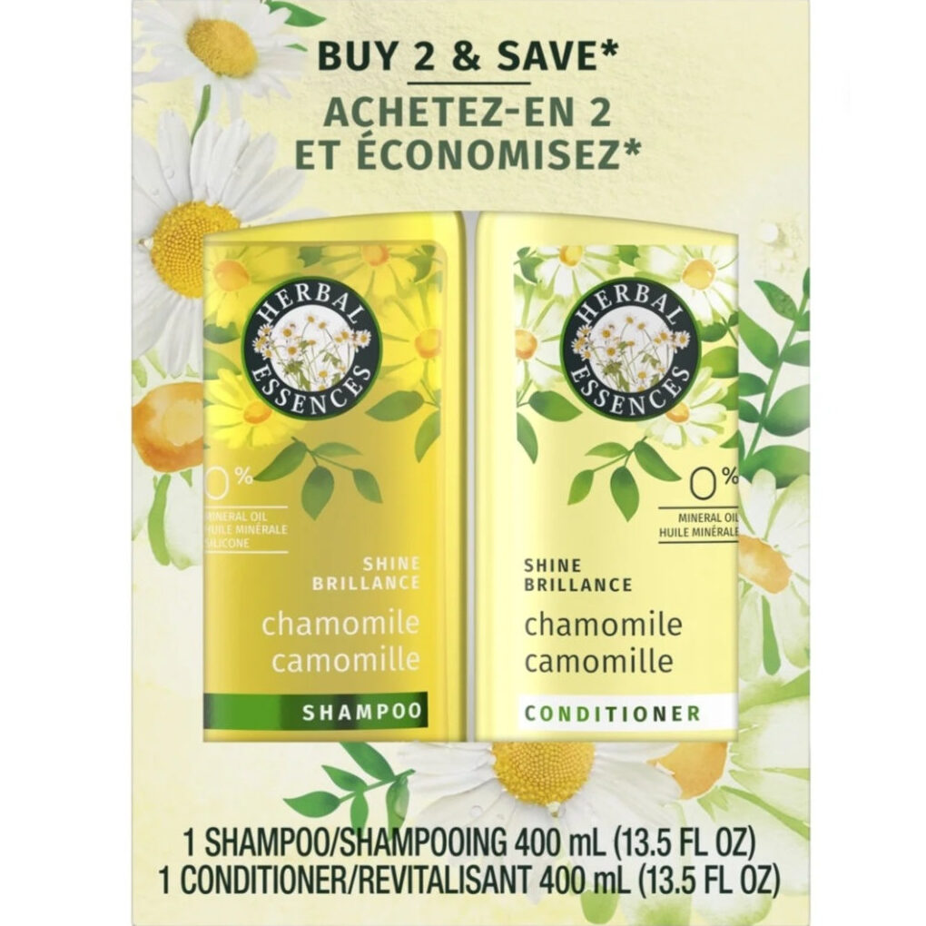 Herbal Essences Shine Collection Set de Champú y Acondicionador de Manzanilla, 27 oz, Libre de Aceite Mineral - Imagen 2