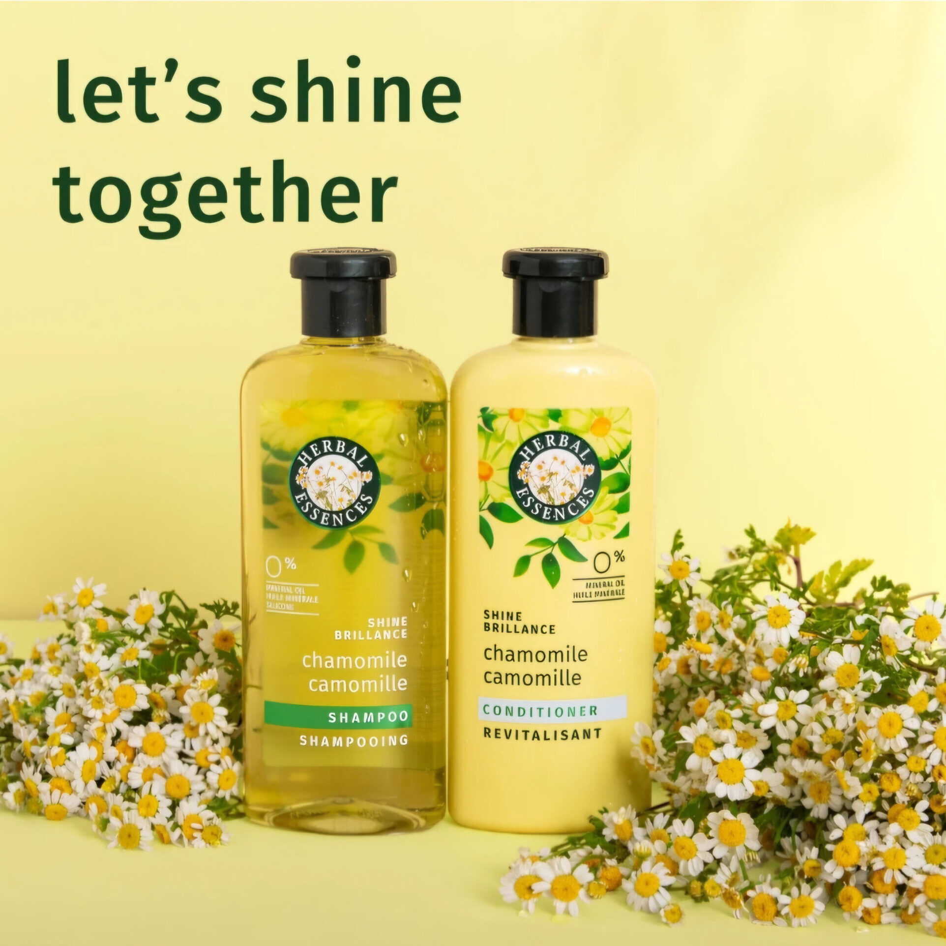 Herbal Essences Shine Collection Set de Champú y Acondicionador de Manzanilla, 27 oz, Libre de Aceite Mineral