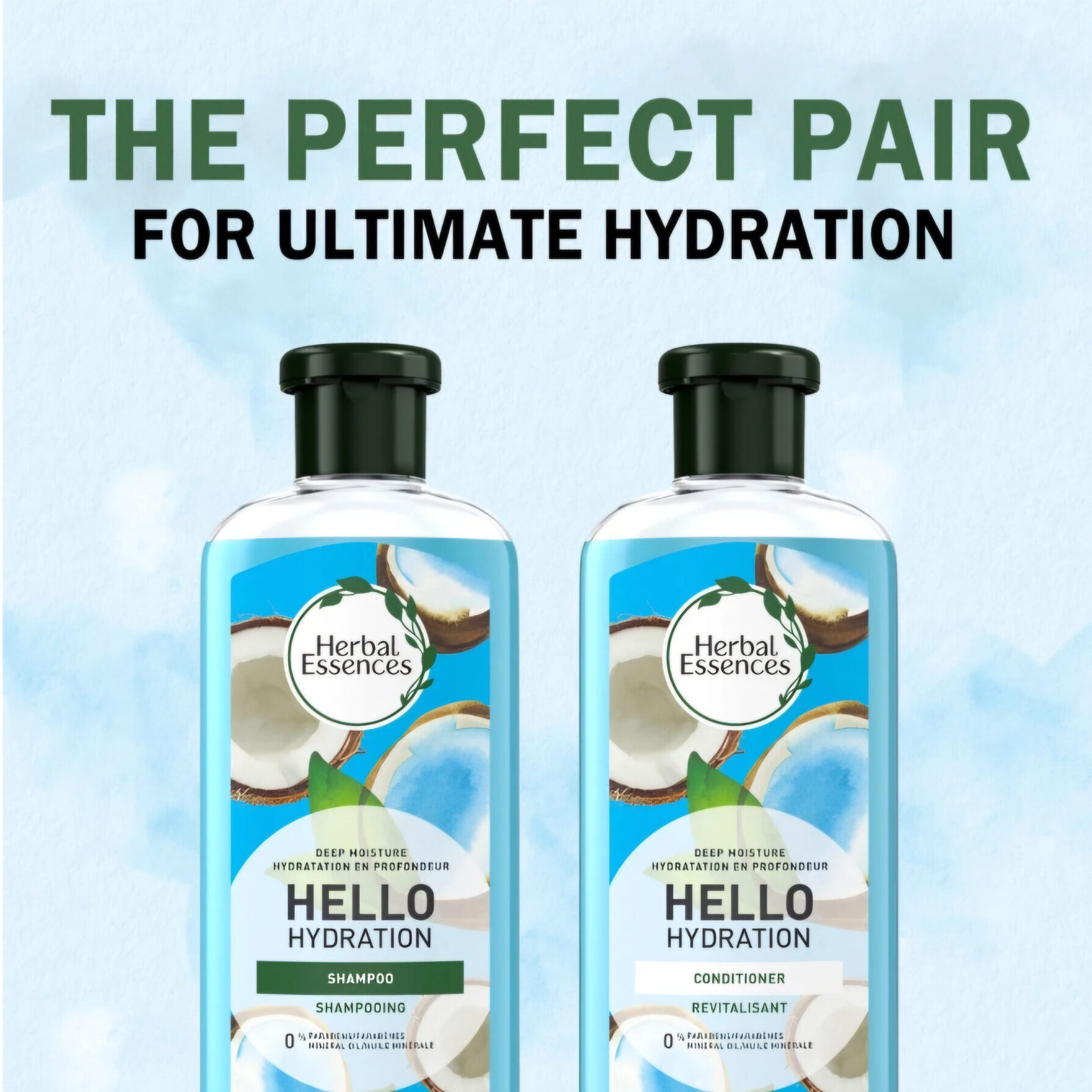 Herbal Essences Hello Hydration Paquete Combinado de Champú y Acondicionador, para Todo Tipo de Cabello, 23.4 fl oz