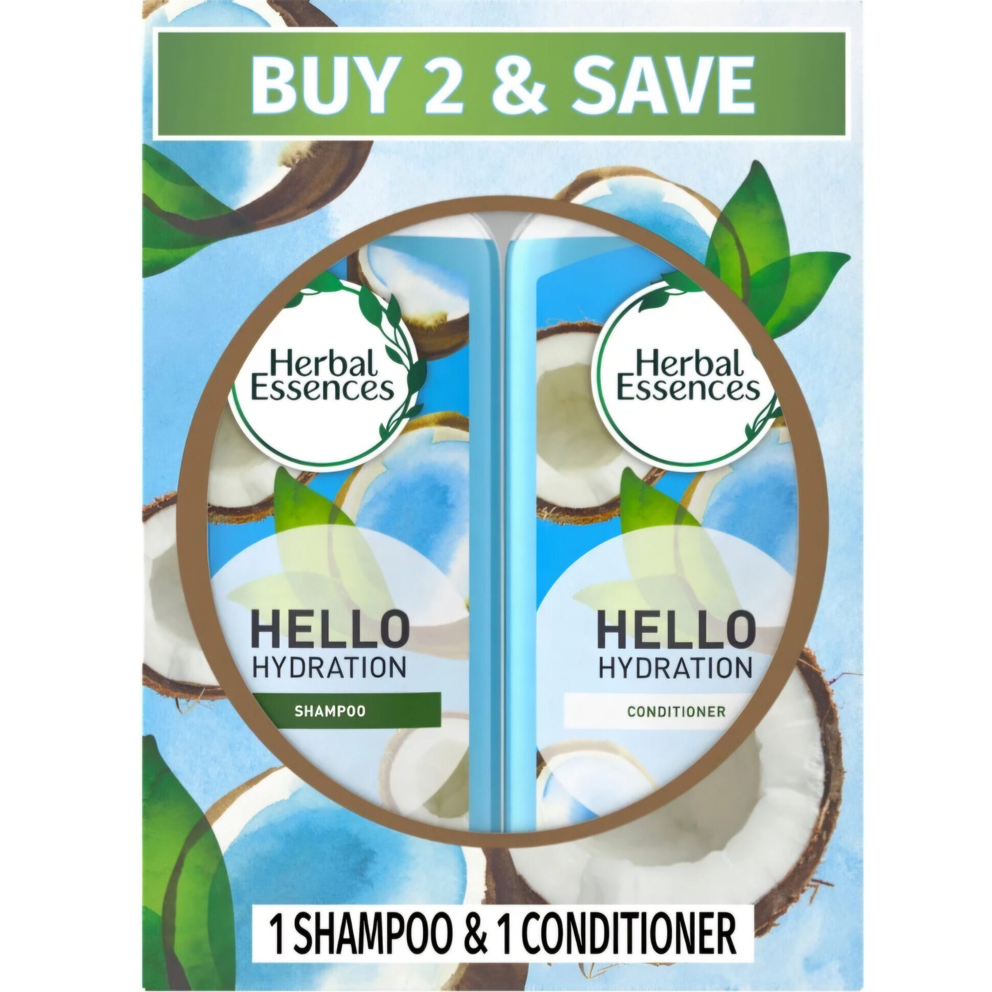 Herbal Essences Hello Hydration Paquete Combinado de Champú y Acondicionador, para Todo Tipo de Cabello, 23.4 fl oz - Imagen 2